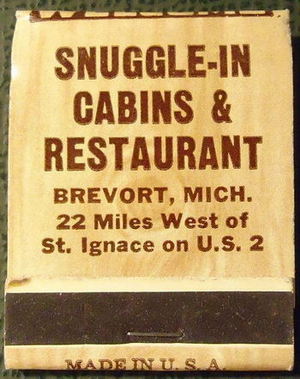 Snuggle-Inn Cabins and Restaurant - Matchbook